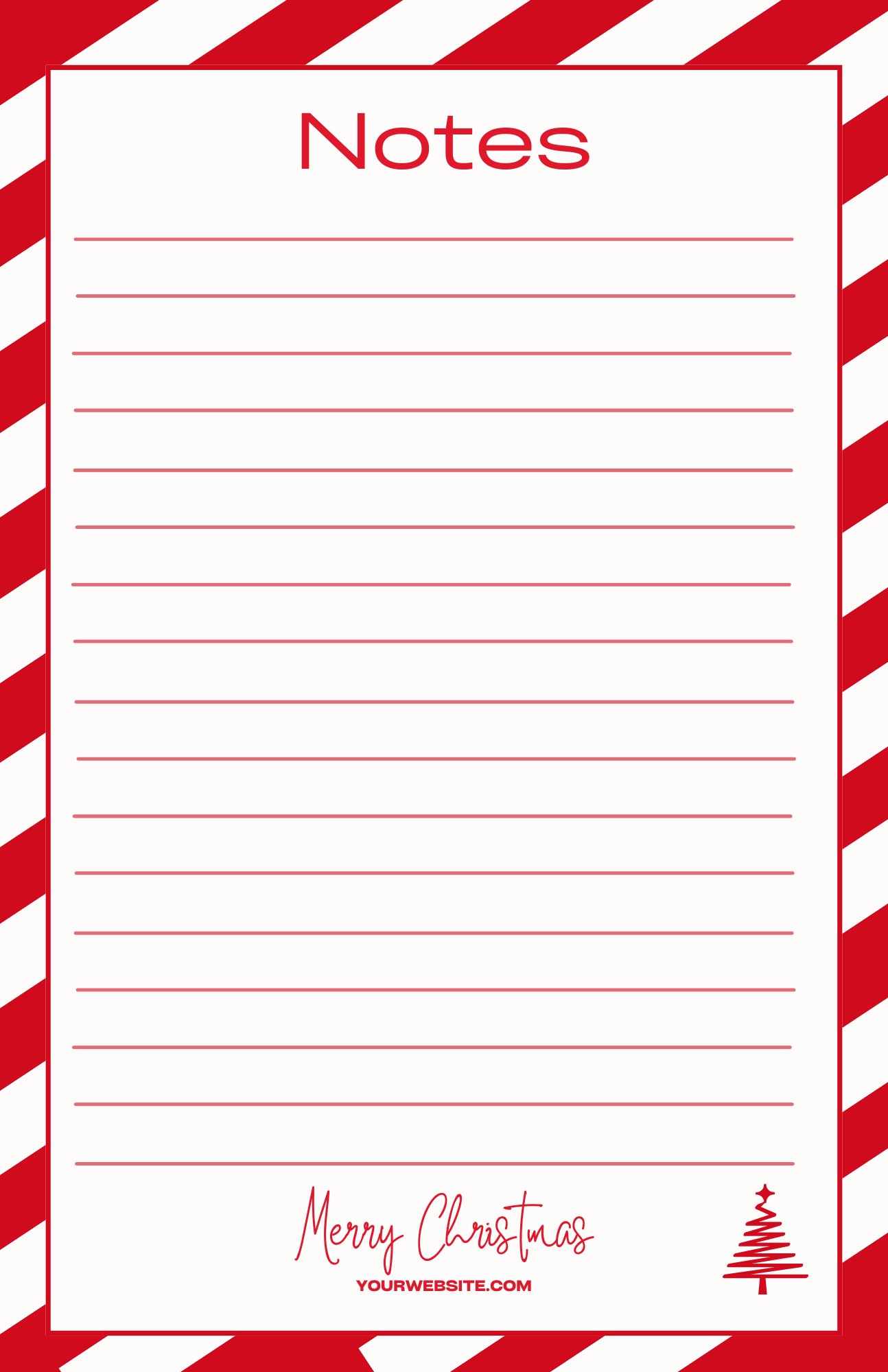 8.5 x 5.5 Custom Candy Cane Inspired Notepad
