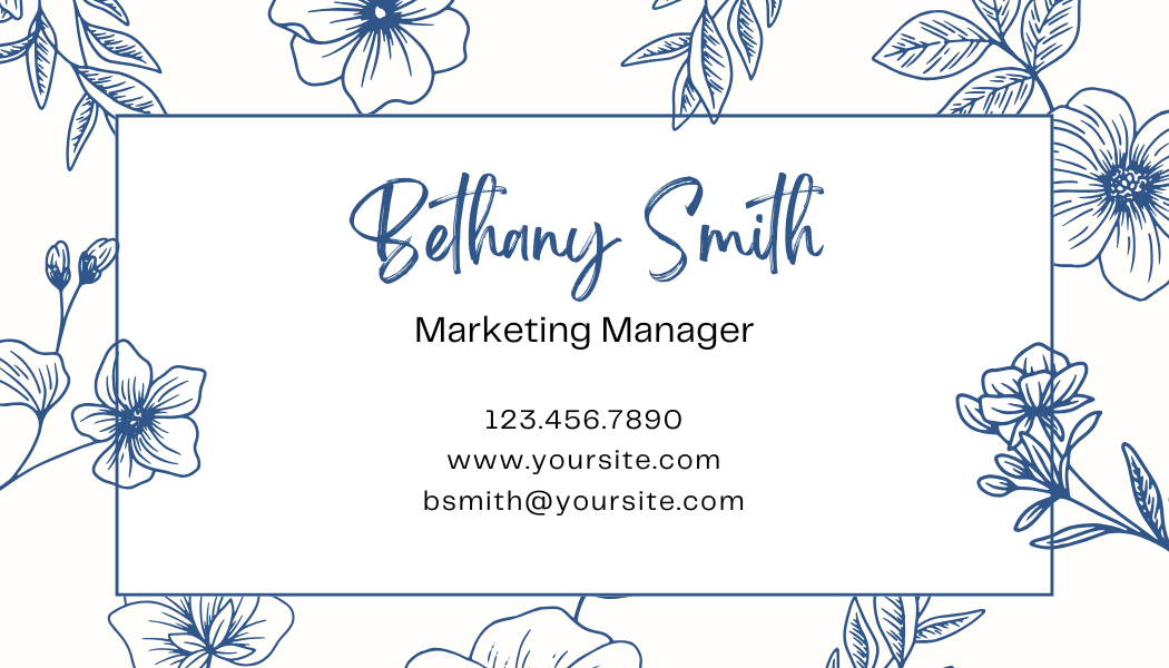 Blue Floral Business Cards