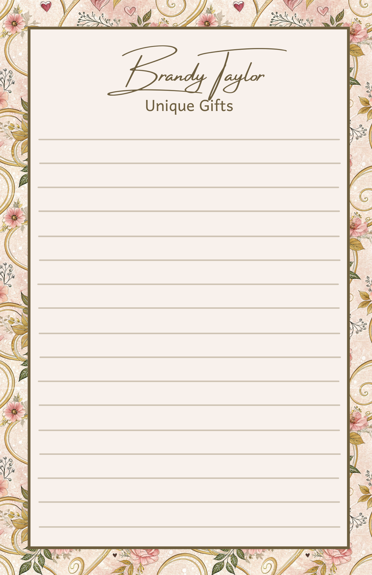 8.5 x 5.5 Valentine Business Notepad