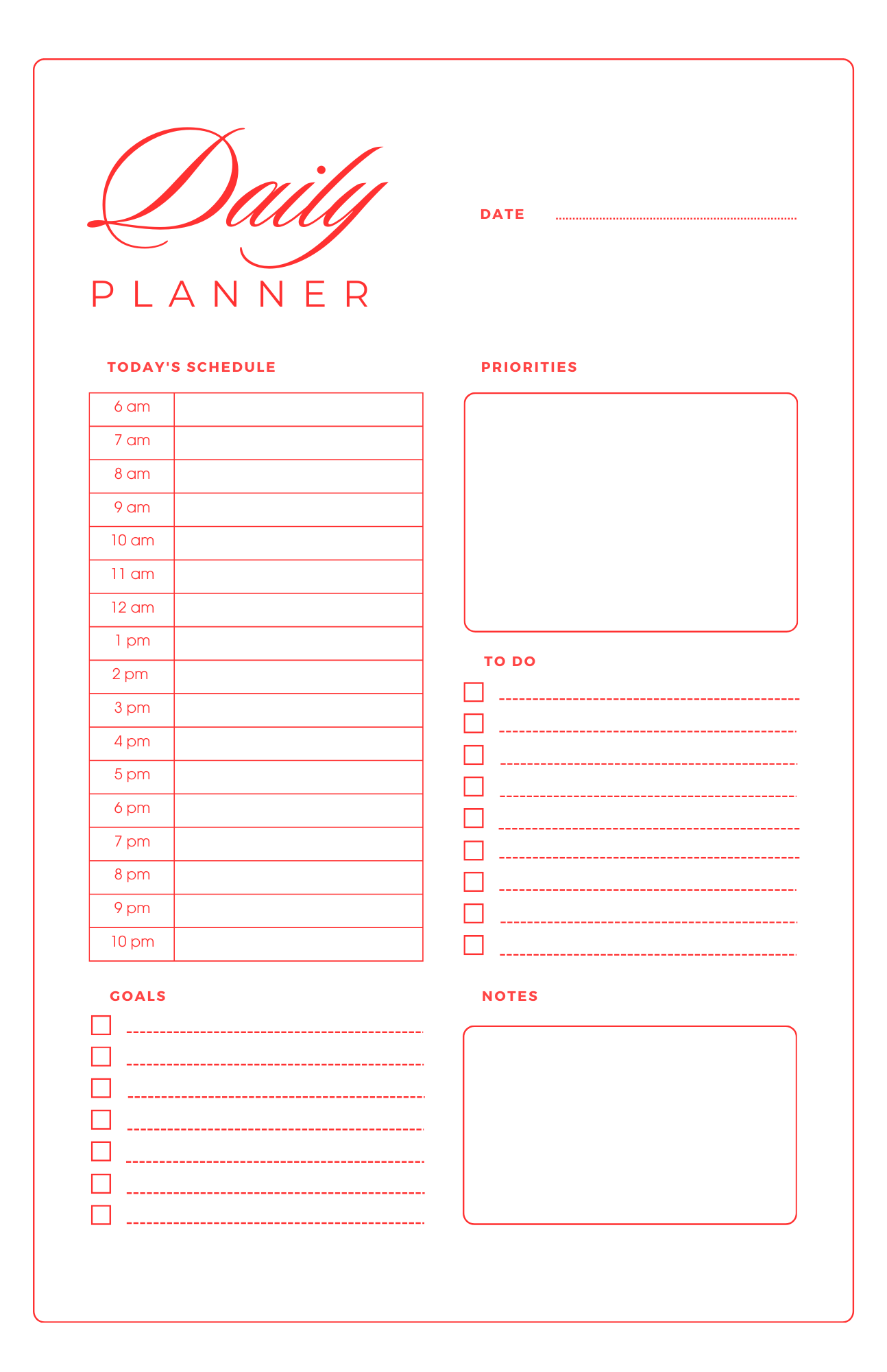 Daily Task Planner Notepad