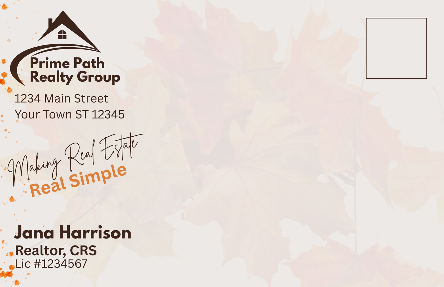Fall Inspired Marketing Postcard