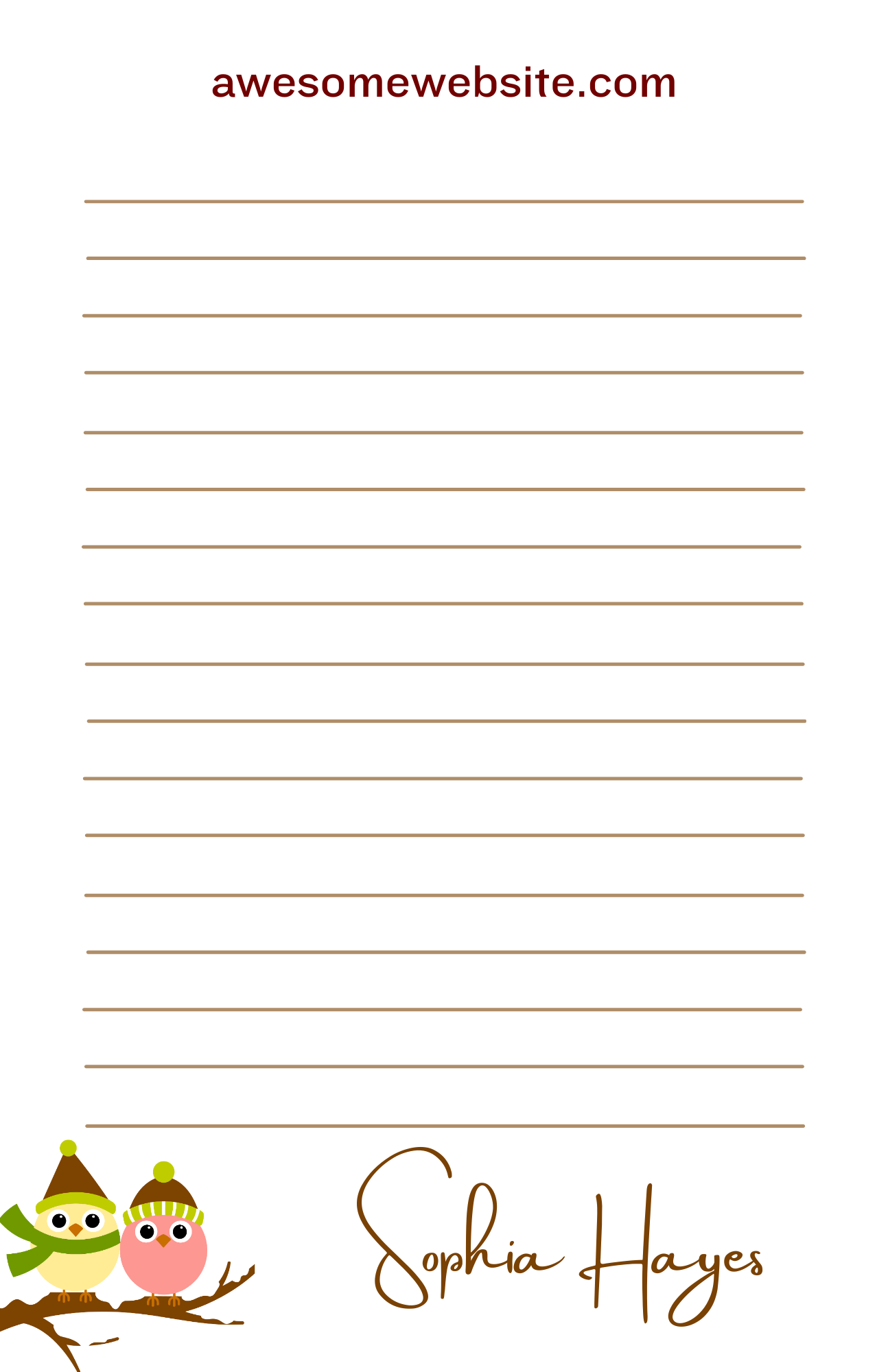 8.5 x 5.5 Custom Winter Birds Notepad