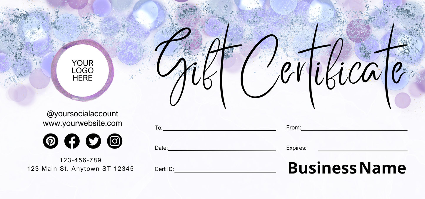 Shades of Purple Gift Certificate