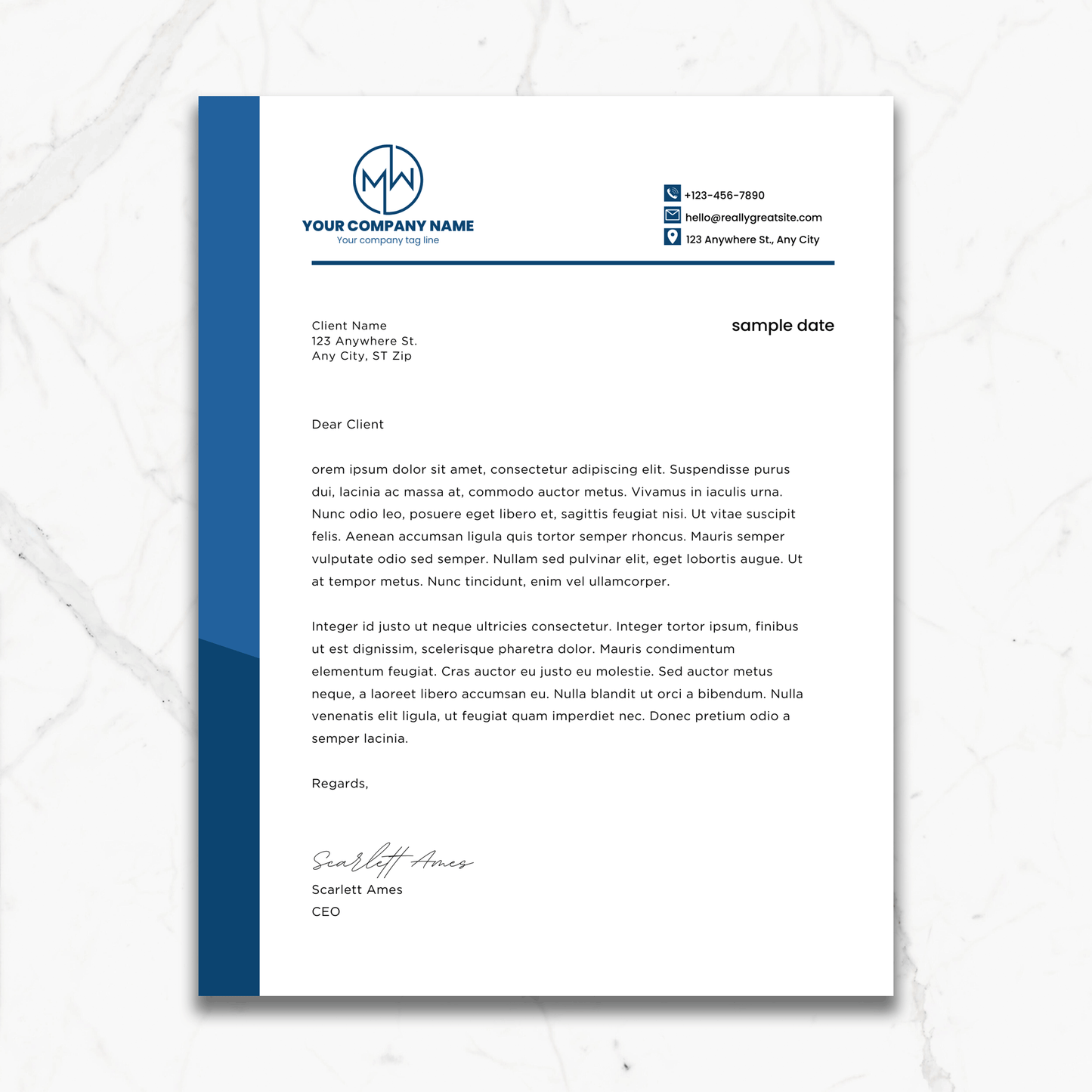 Custom Business Sidebar Letterhead