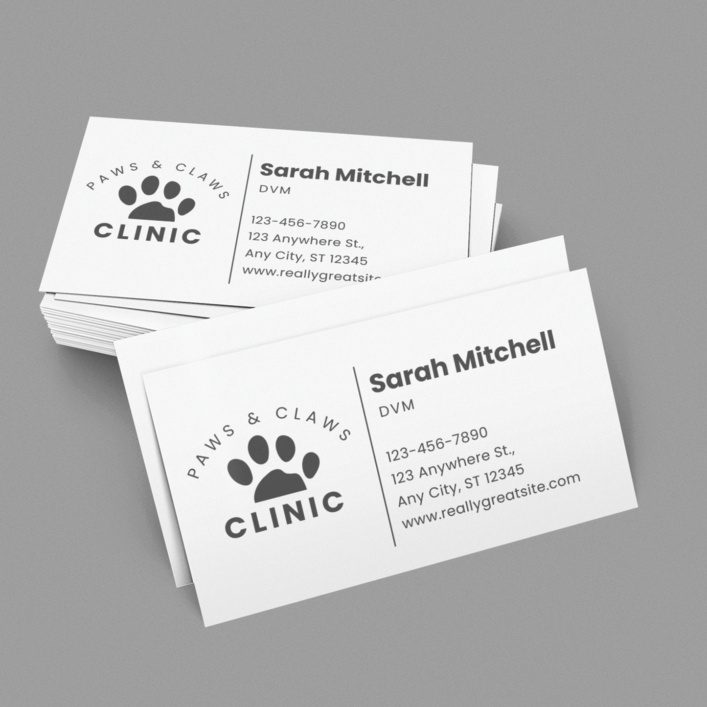 Single Sided Veterinary Business Card