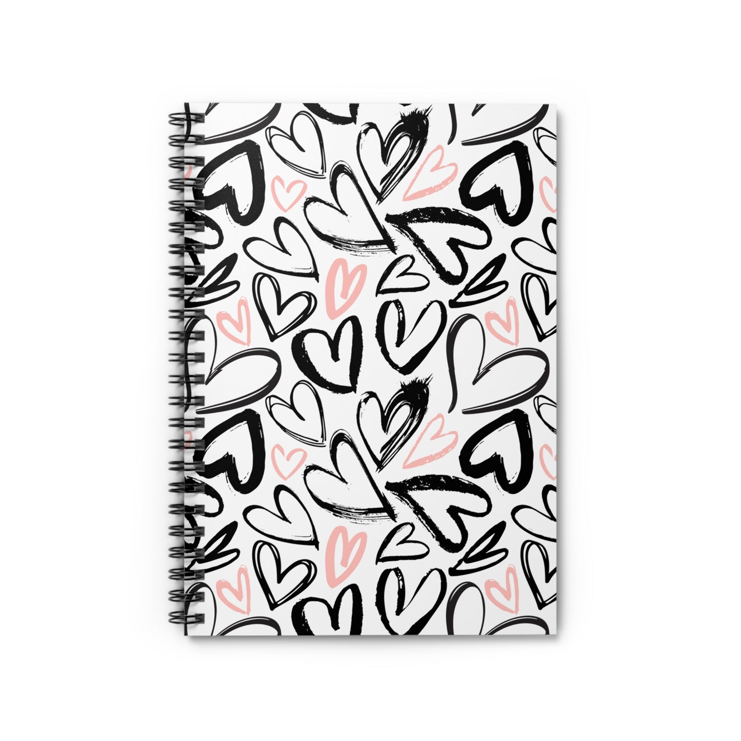 Pink and Black Hearts Spiral Notebook