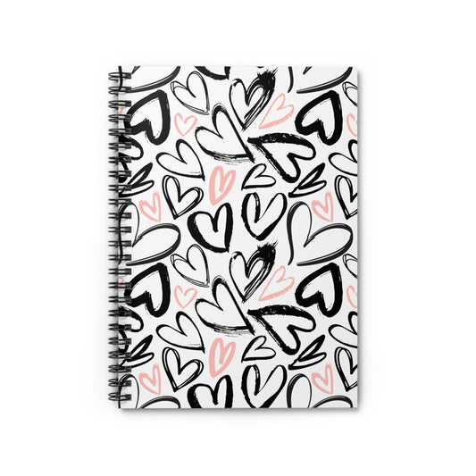 Pink and Black Hearts Spiral Notebook