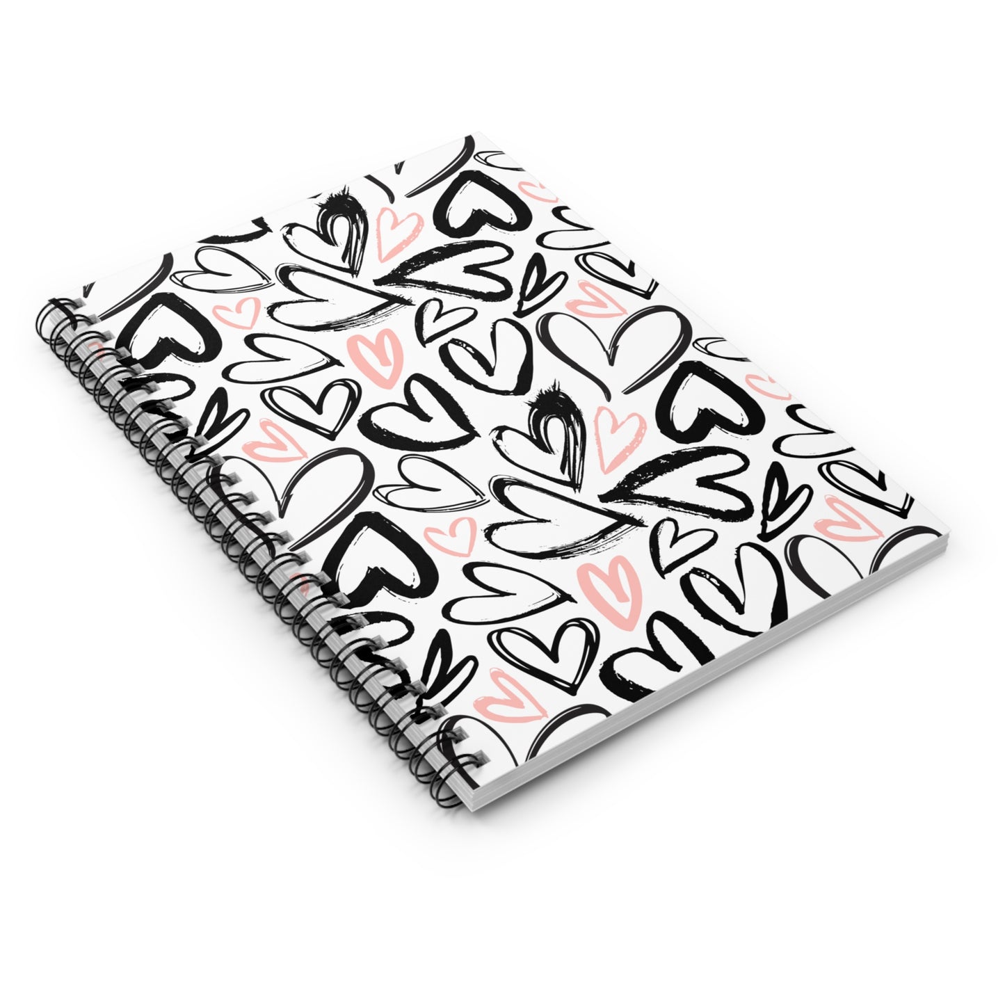 Pink and Black Hearts Spiral Notebook