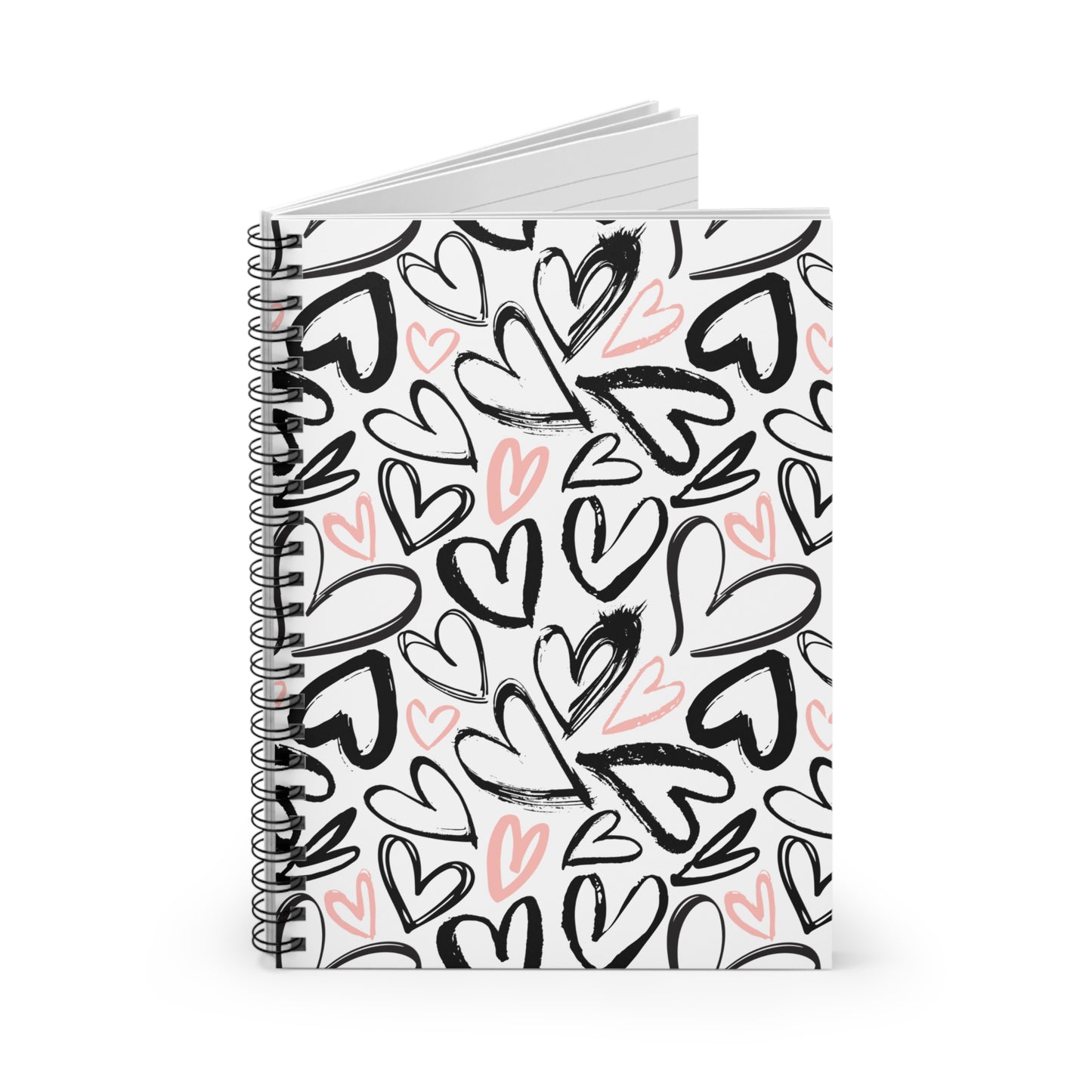 Pink and Black Hearts Spiral Notebook