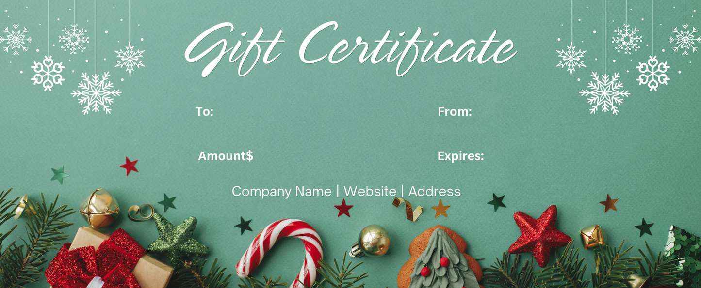 Custom Christmas Holiday Gift Certificate