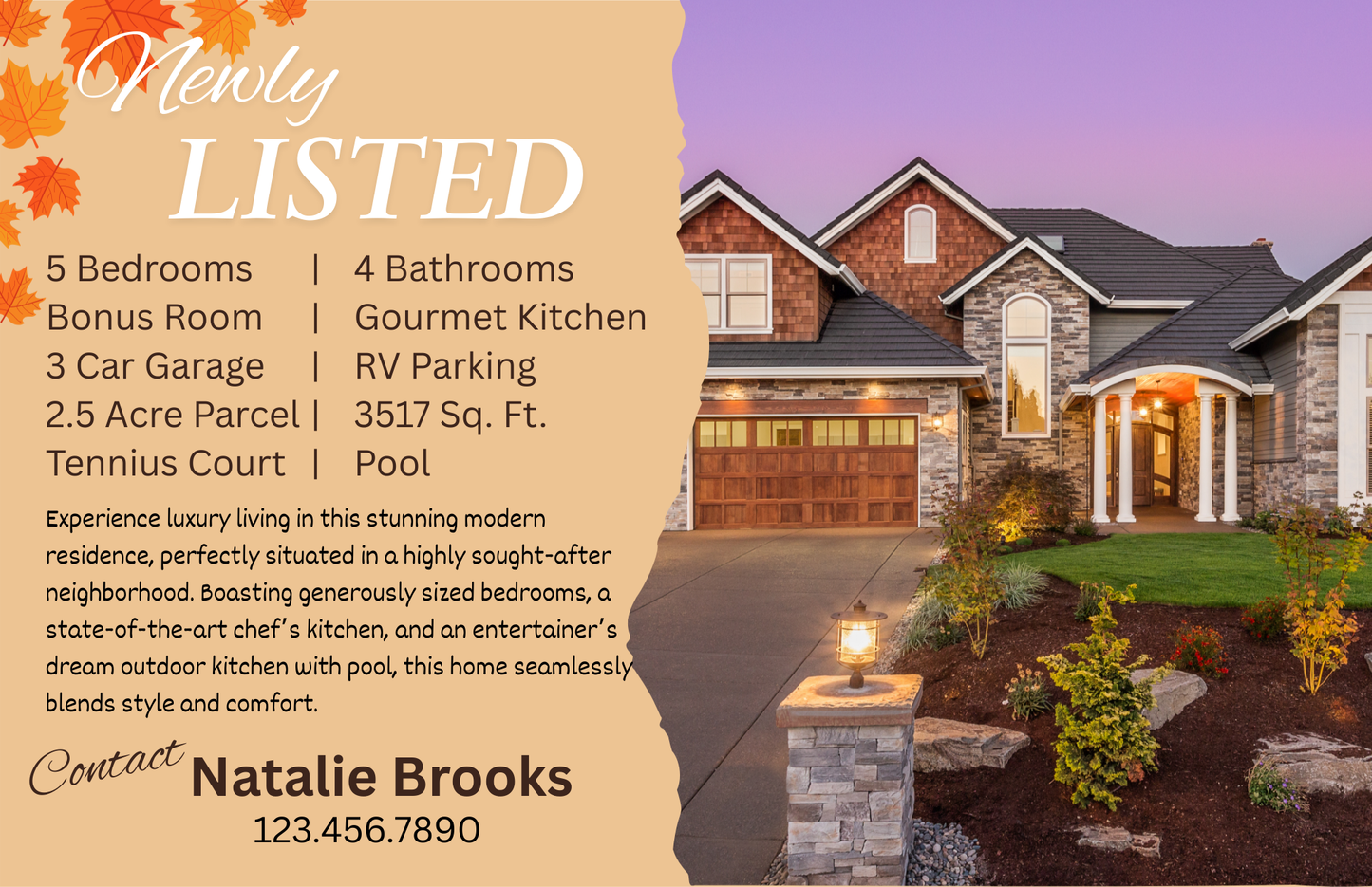 Fall Inspired Just Listed Marketing Postcard