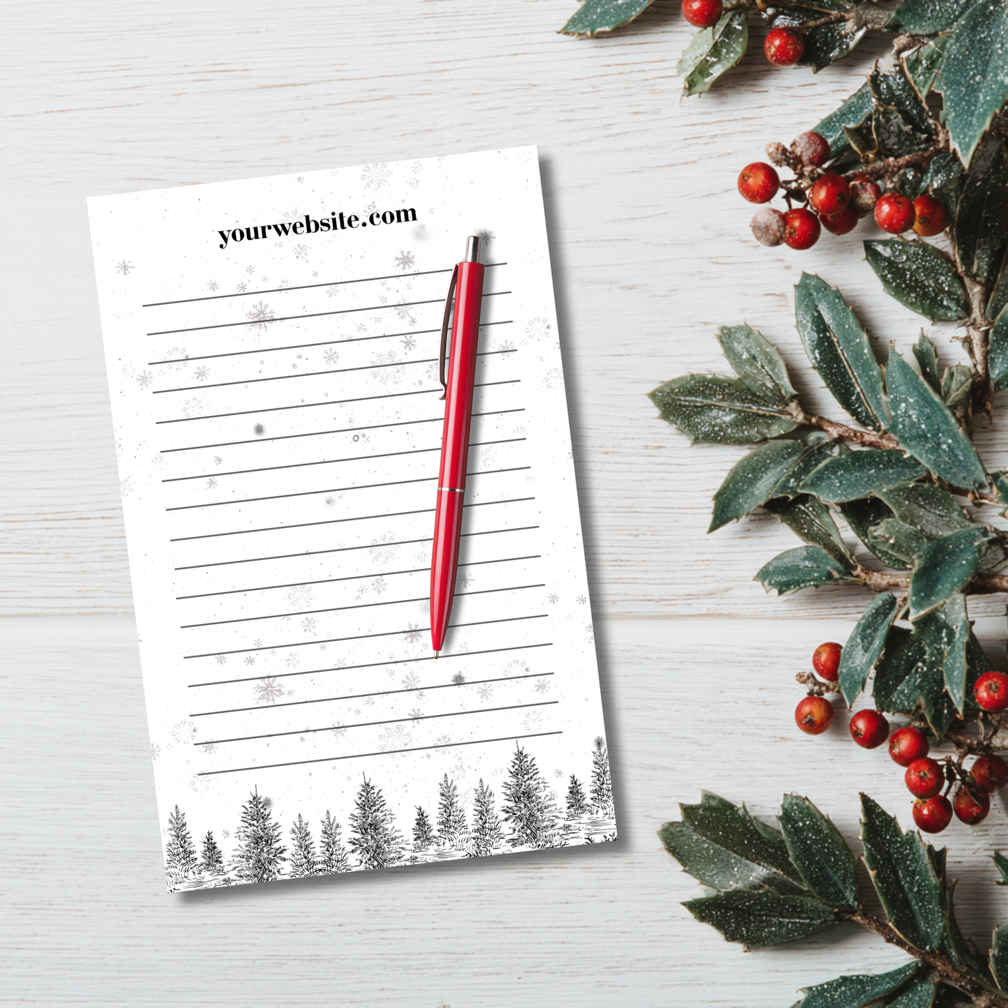 8.5 x 5.5 Custom Black and White Snowflake Notepad