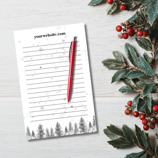 8.5 x 5.5 Custom Black and White Snowflake Notepad