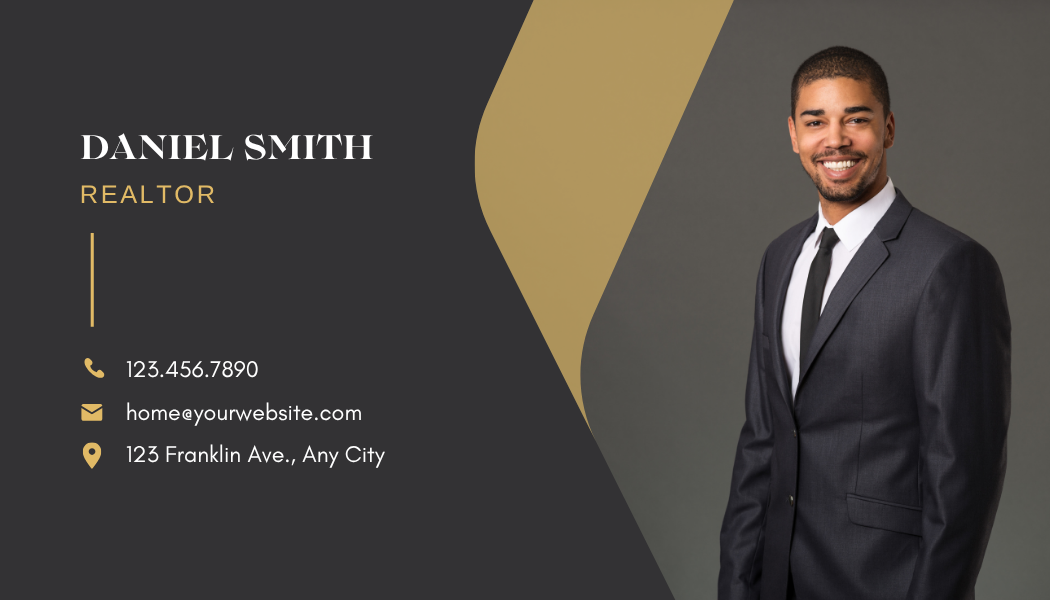 Sophisticated Custom 2 sided Black and Gold Business Card