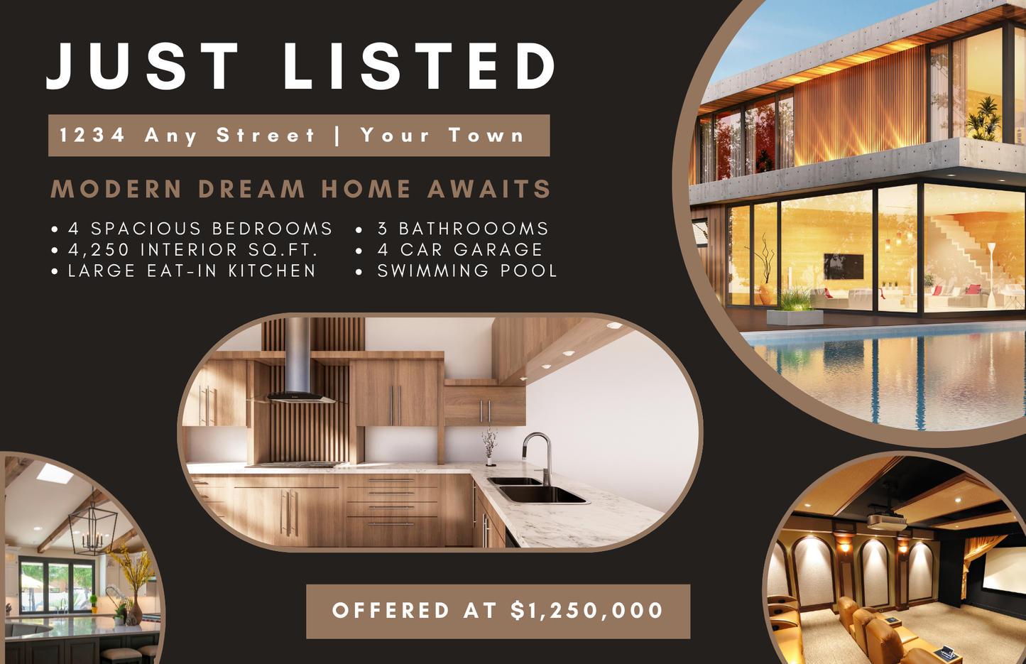 Custom Modern Just Listed Real Estate Postcard
