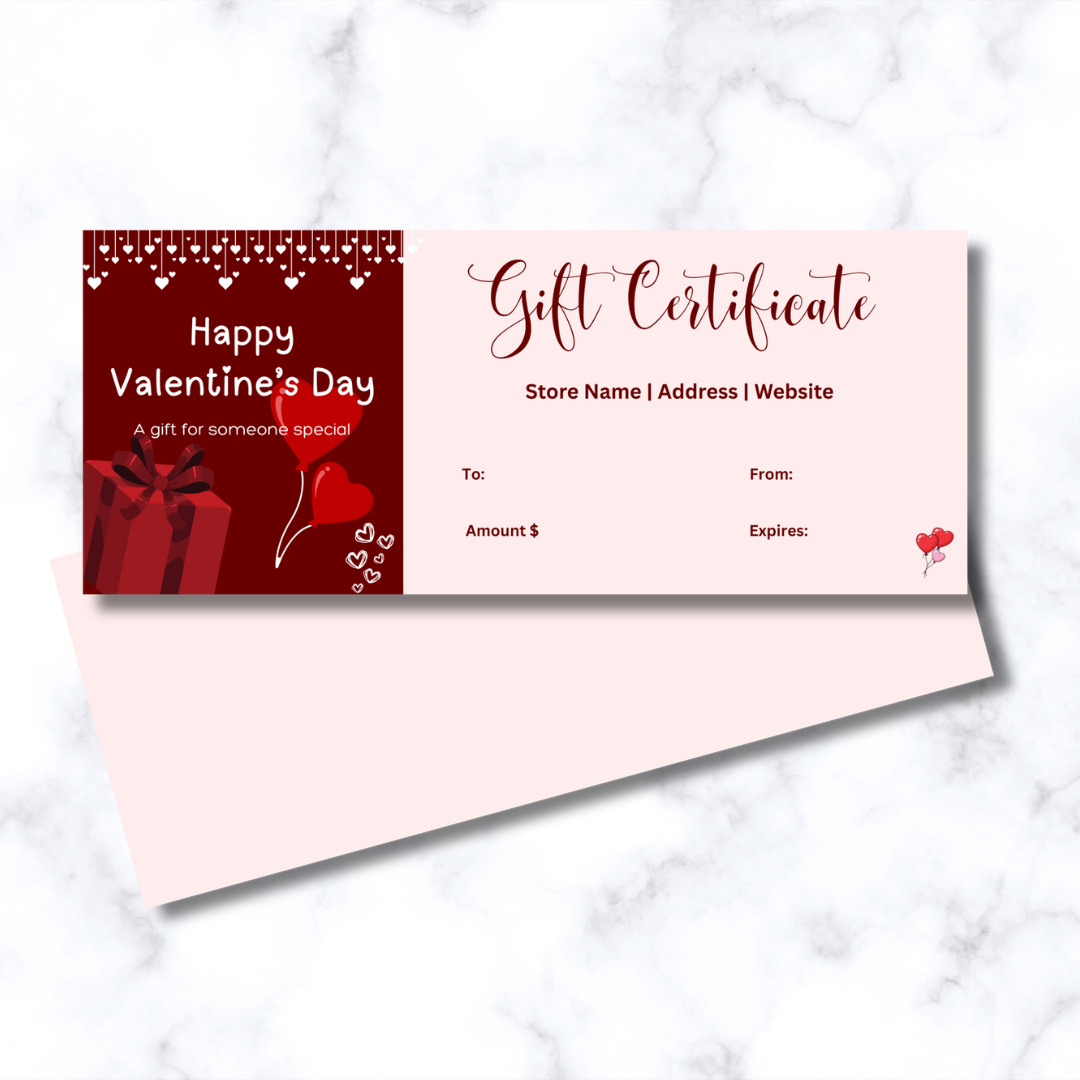 Custom Valentine Gift Certificate