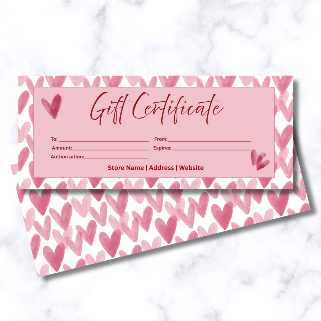 Custom Valentine Themed Gift Certificate