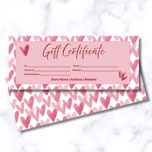 Custom Valentine Themed Gift Certificate