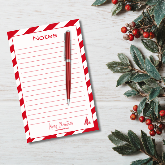 8.5 x 5.5 Custom Candy Cane Inspired Notepad