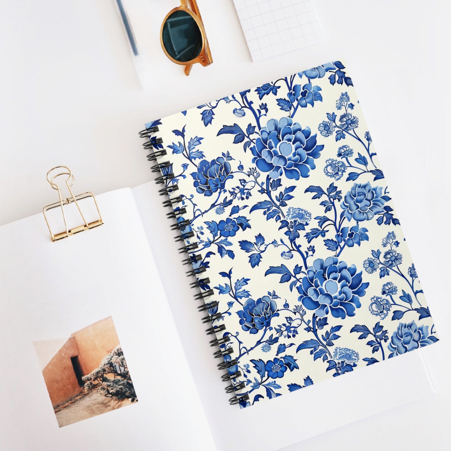 Blue Floral Spiral Notebook