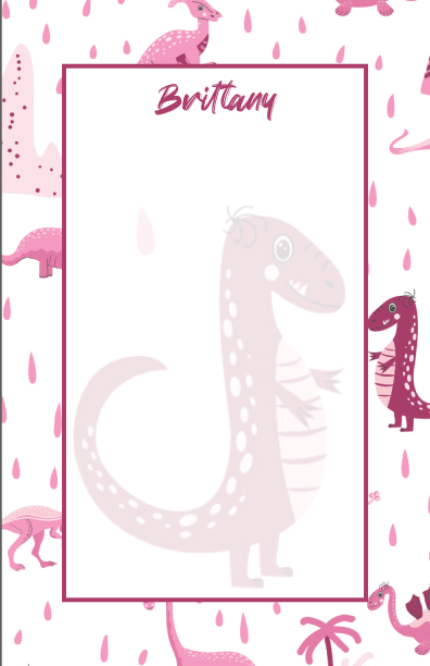 8.5 x 5.5 Kids Dinosaur Notepad