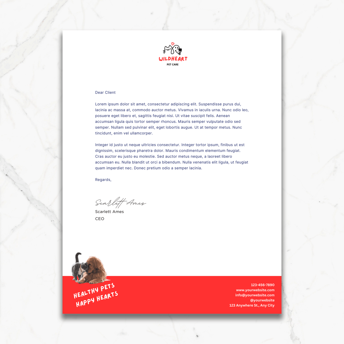 Custom Veterinary Letterhead