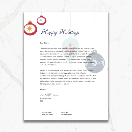 Custom Corporate Holiday Ornament Letterhead