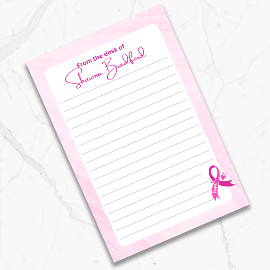 8.5 x 5.5 Custom Breast Cancer Awareness Notepad 1
