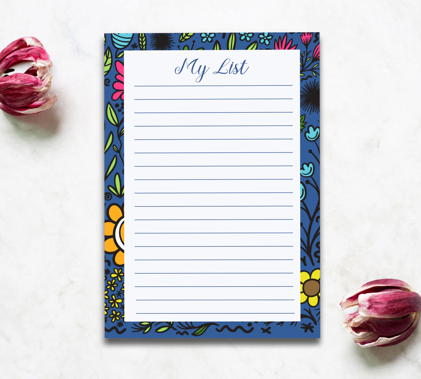 8.5 x 5.5 Blue Floral Notepad