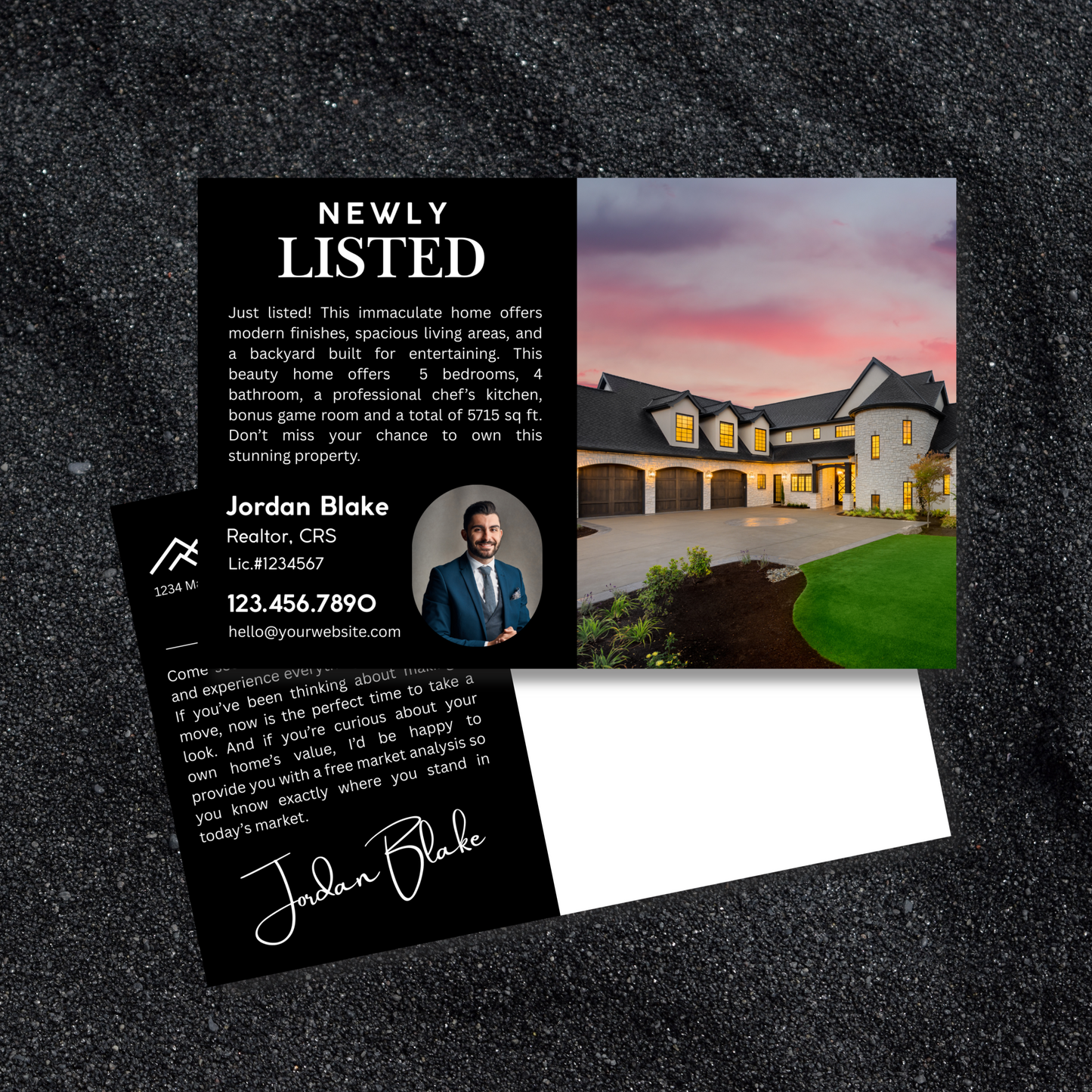 Custom Just Listed Real Estate Postcard