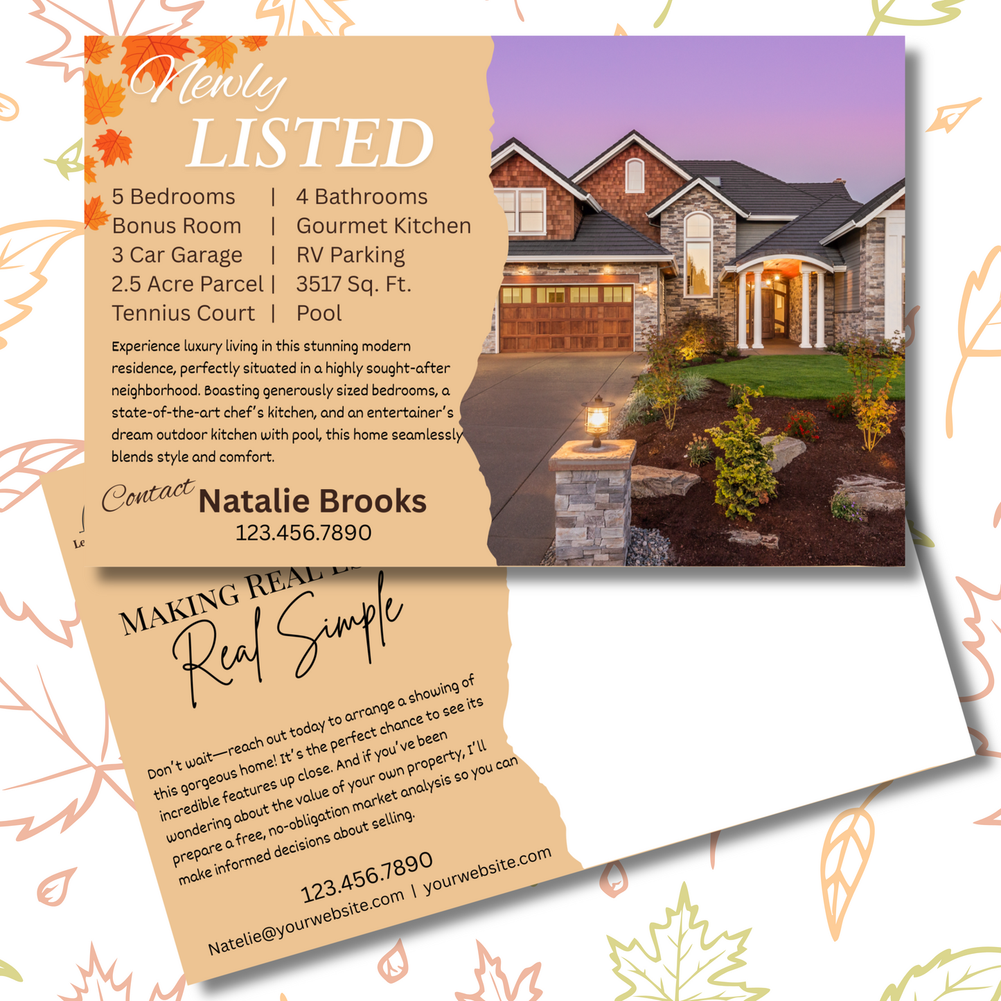 Fall Inspired Just Listed Marketing Postcard