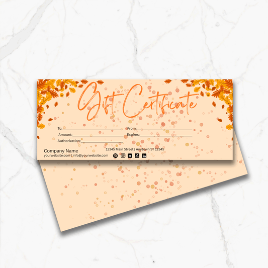 Custom Fall Inspired Gift Certificates