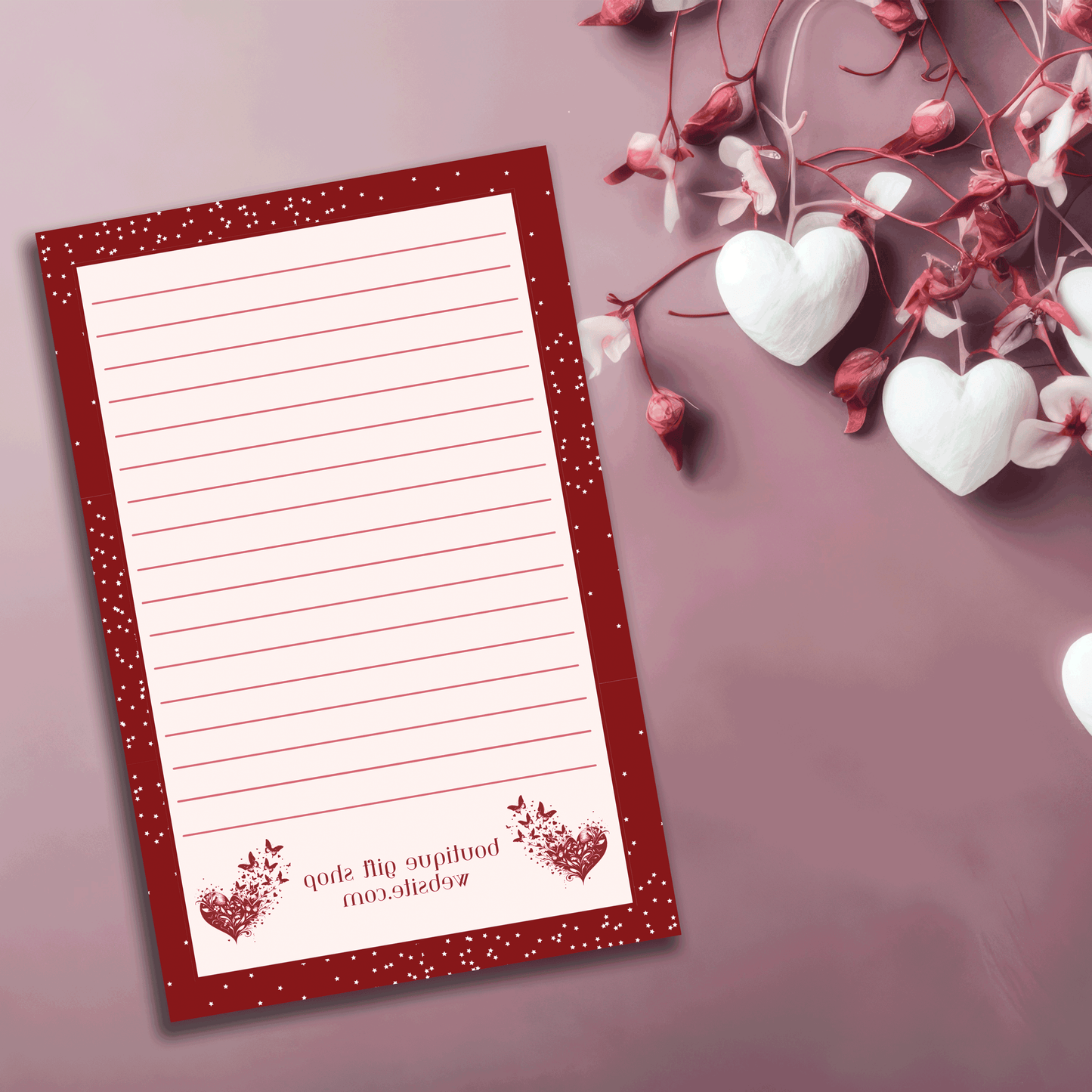 8.5 x 5.5 Valentine Inspired Business Notepad