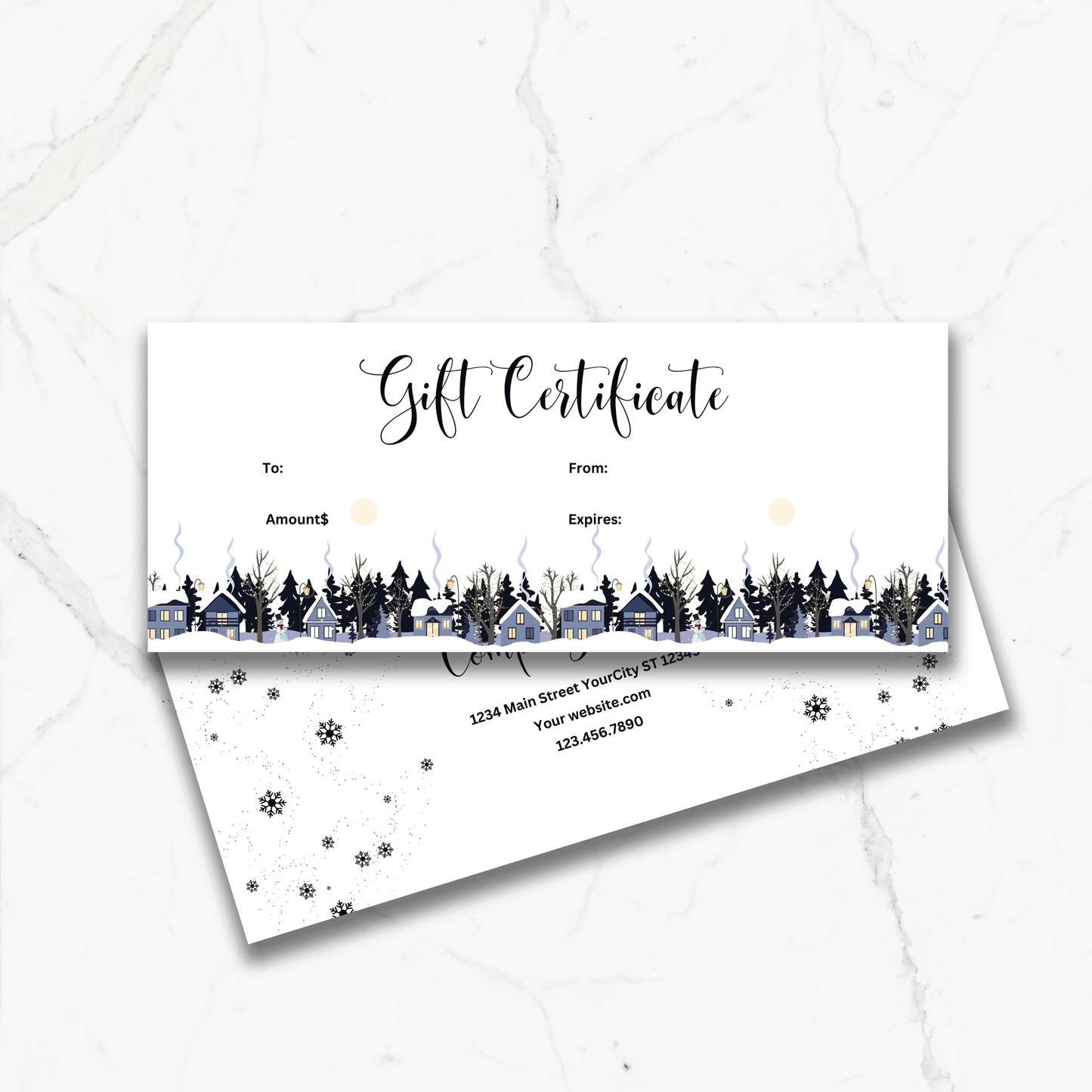 Custom Holiday inspired Black and White Gift Certificate