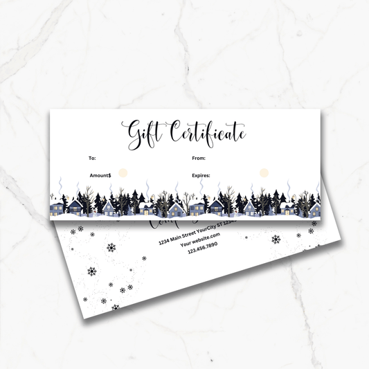 Custom Holiday inspired Black and White Gift Certificate