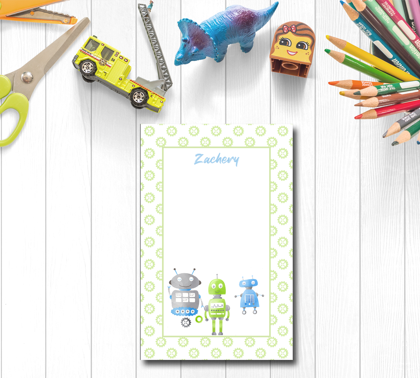 8.5 x 5.5 Kids Custom Robot Notepad